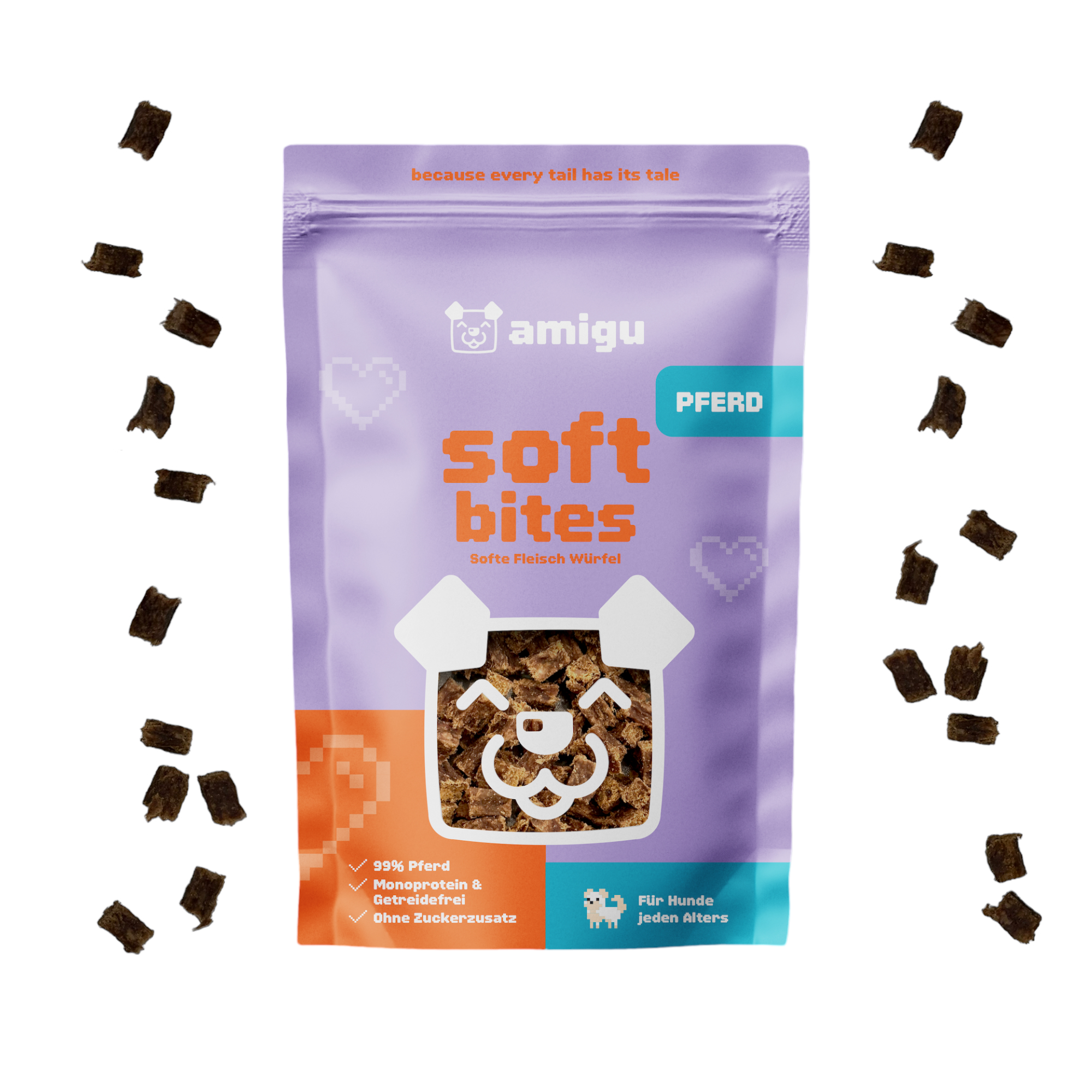 Amigu - Saftige kødterninger - Hest - 100g.