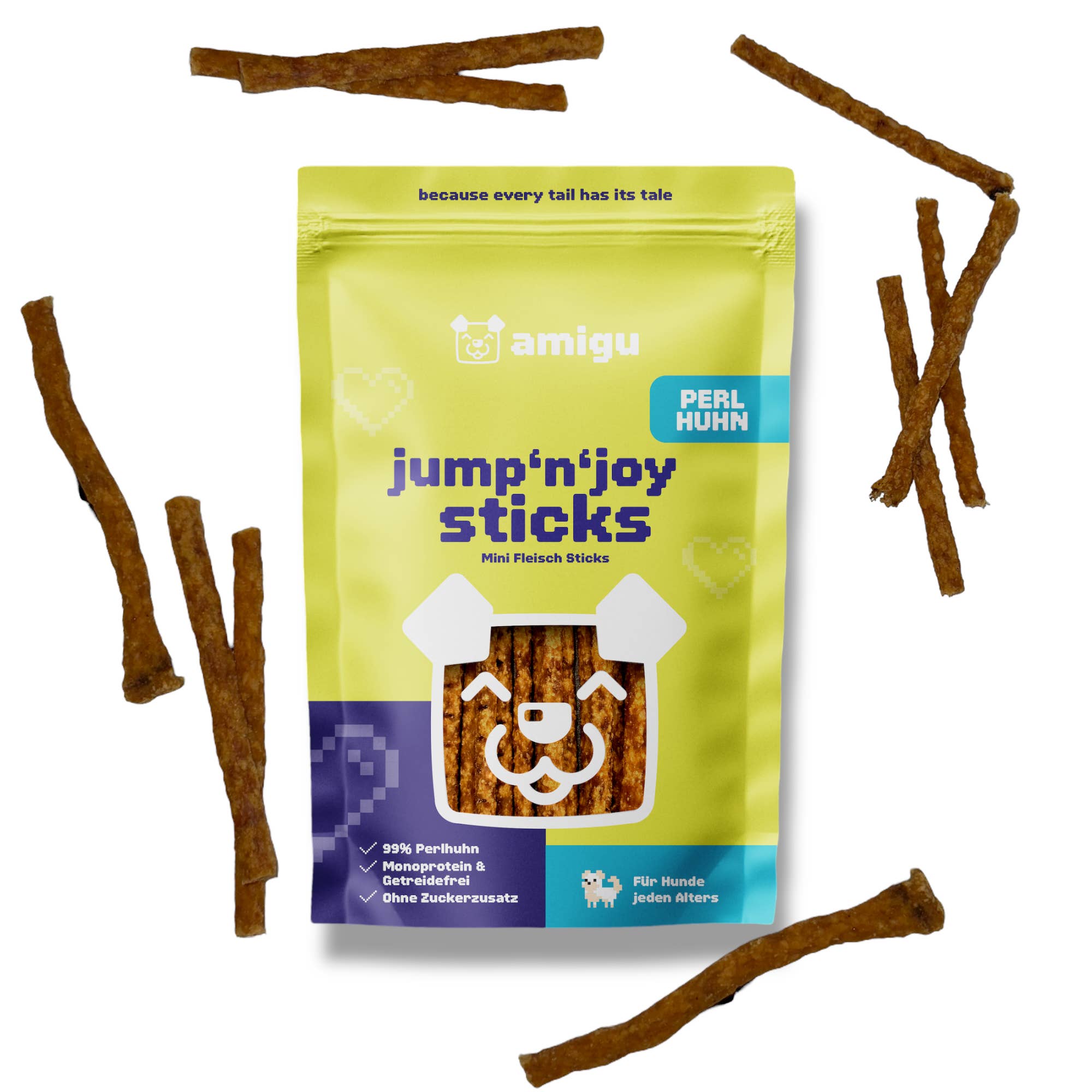 Amigu - Kødpinde m. Perlehøne - 100g.