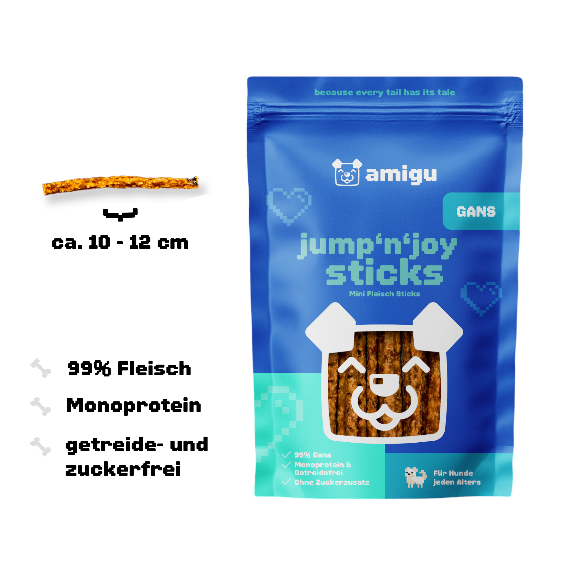 Amigu - Kødpinde m. Gås - 100g.