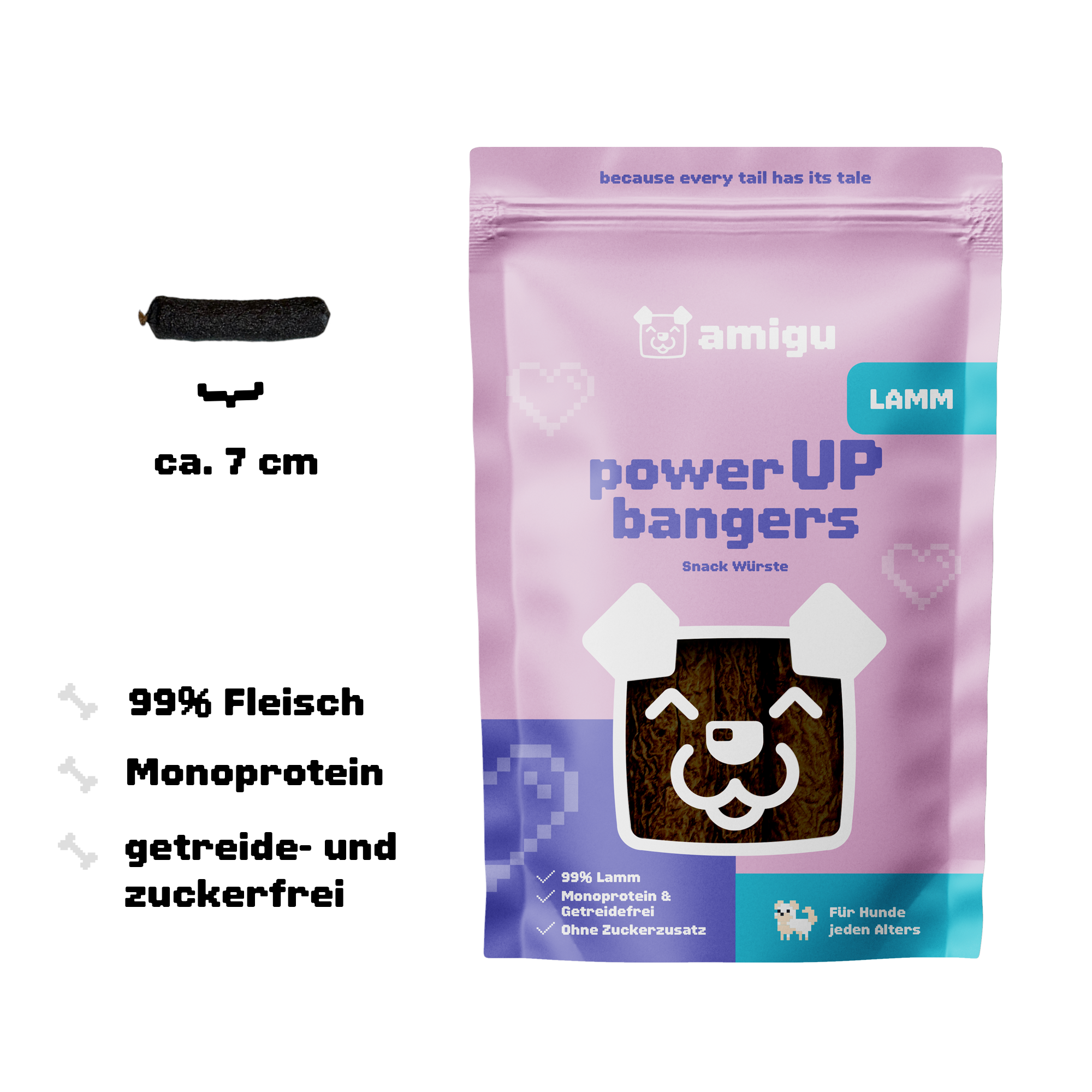 Amigu - Lækre pølser m. Lam - 100g.