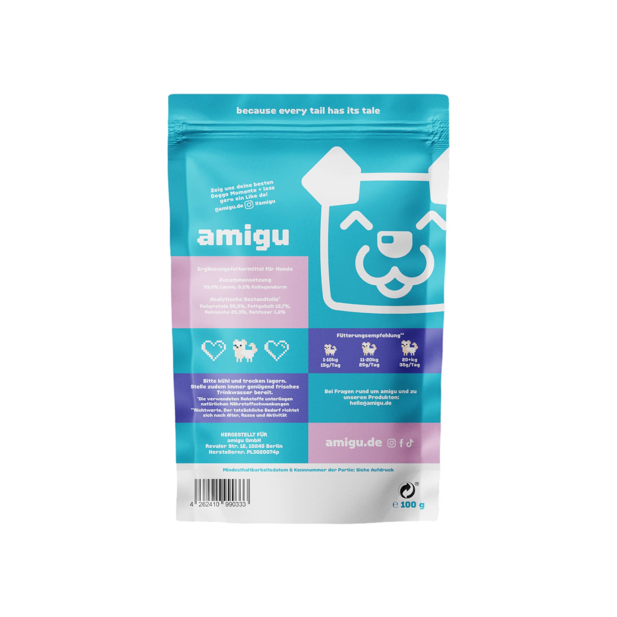 Amigu - Lækre pølser m. Lam - 100g.