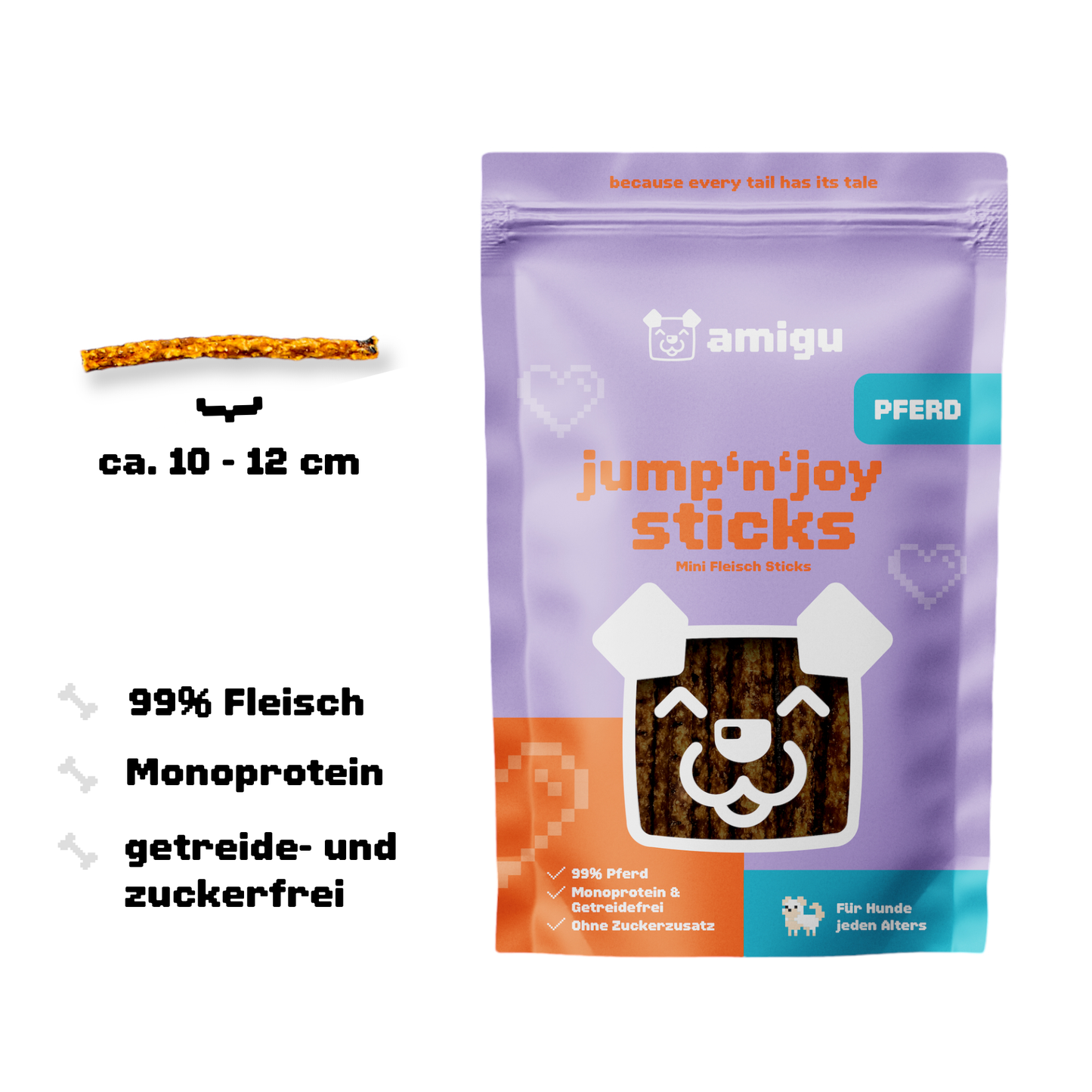 Amigu - Kødpinde m. Hest - 100g.