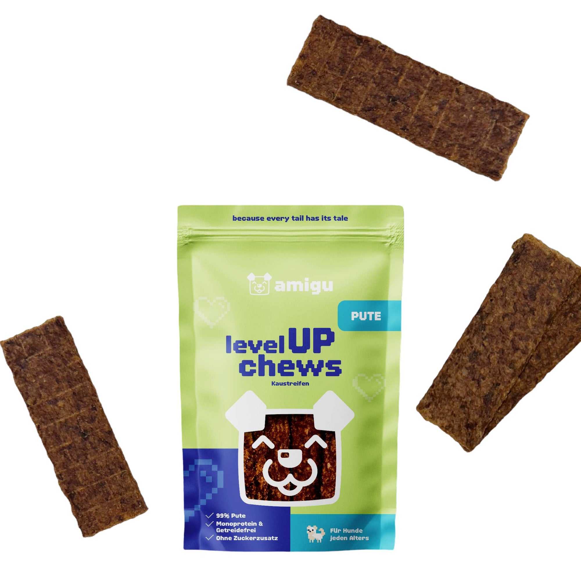 Amigu - Kødstrimler m. Kalkun - 100g.