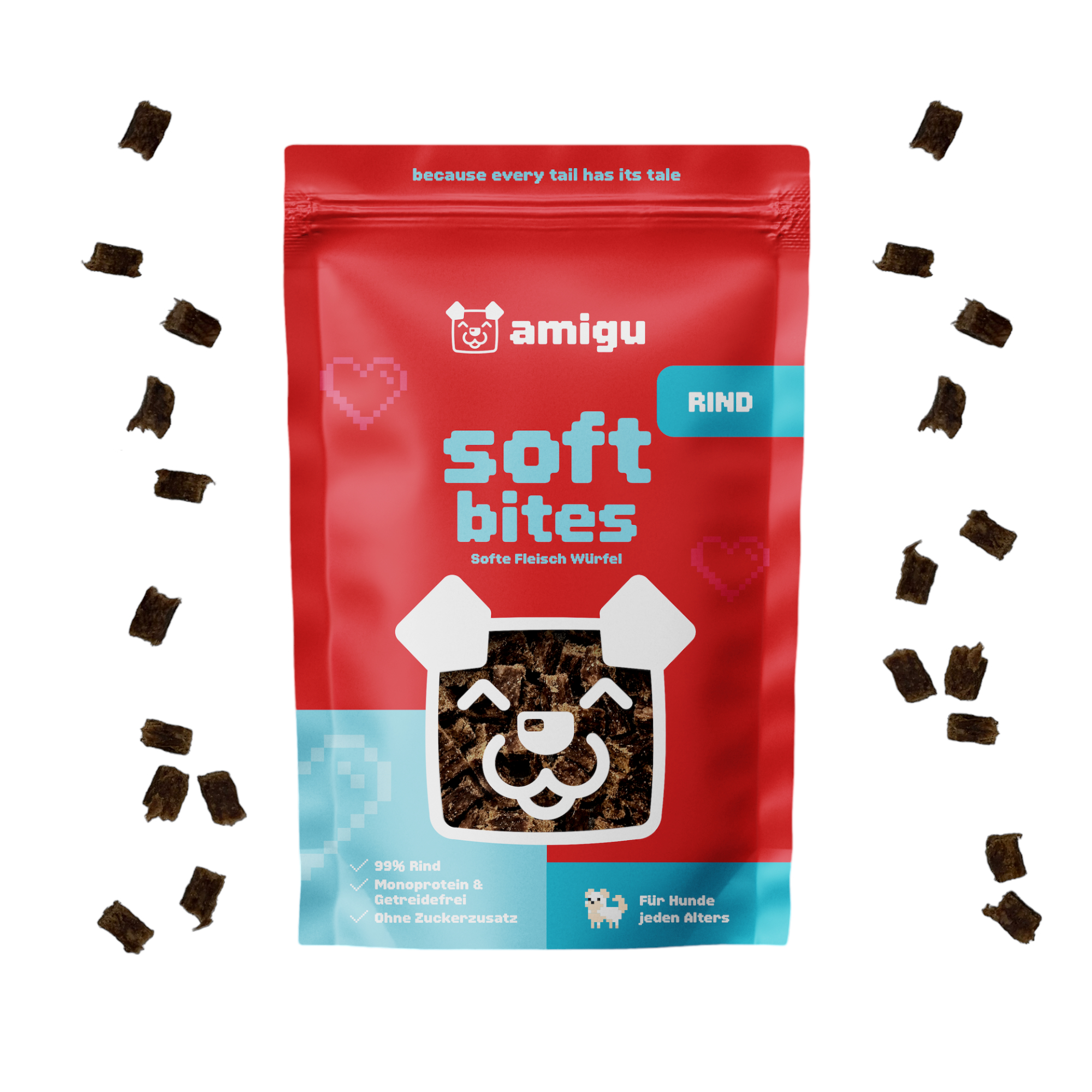 Amigu - Saftige kødterninger - Okse - 100g.