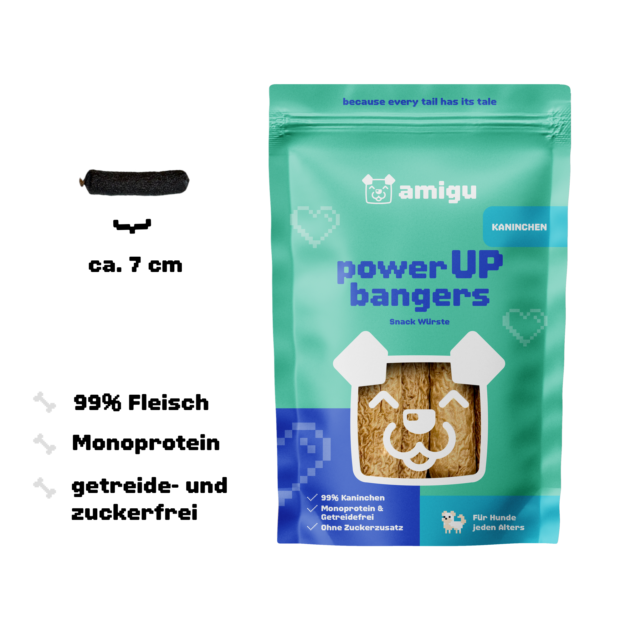 Amigu - Lækre pølser m. Kanin - 100g.