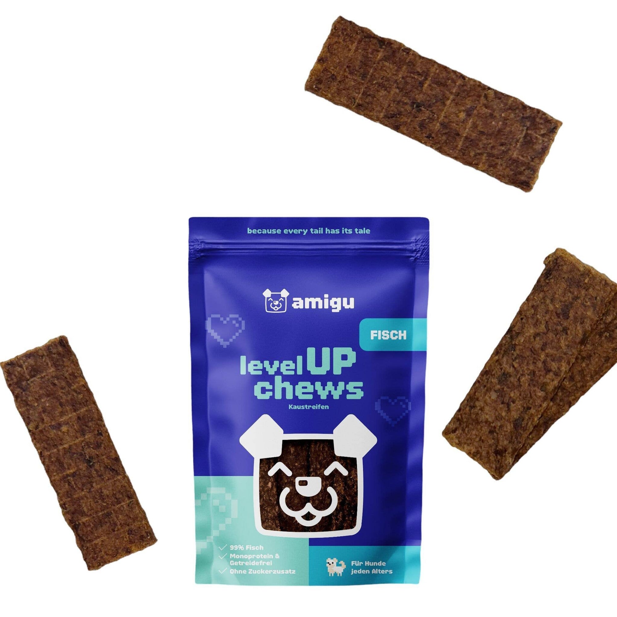 Amigu - Kødstrimler m. Fisk - 100g