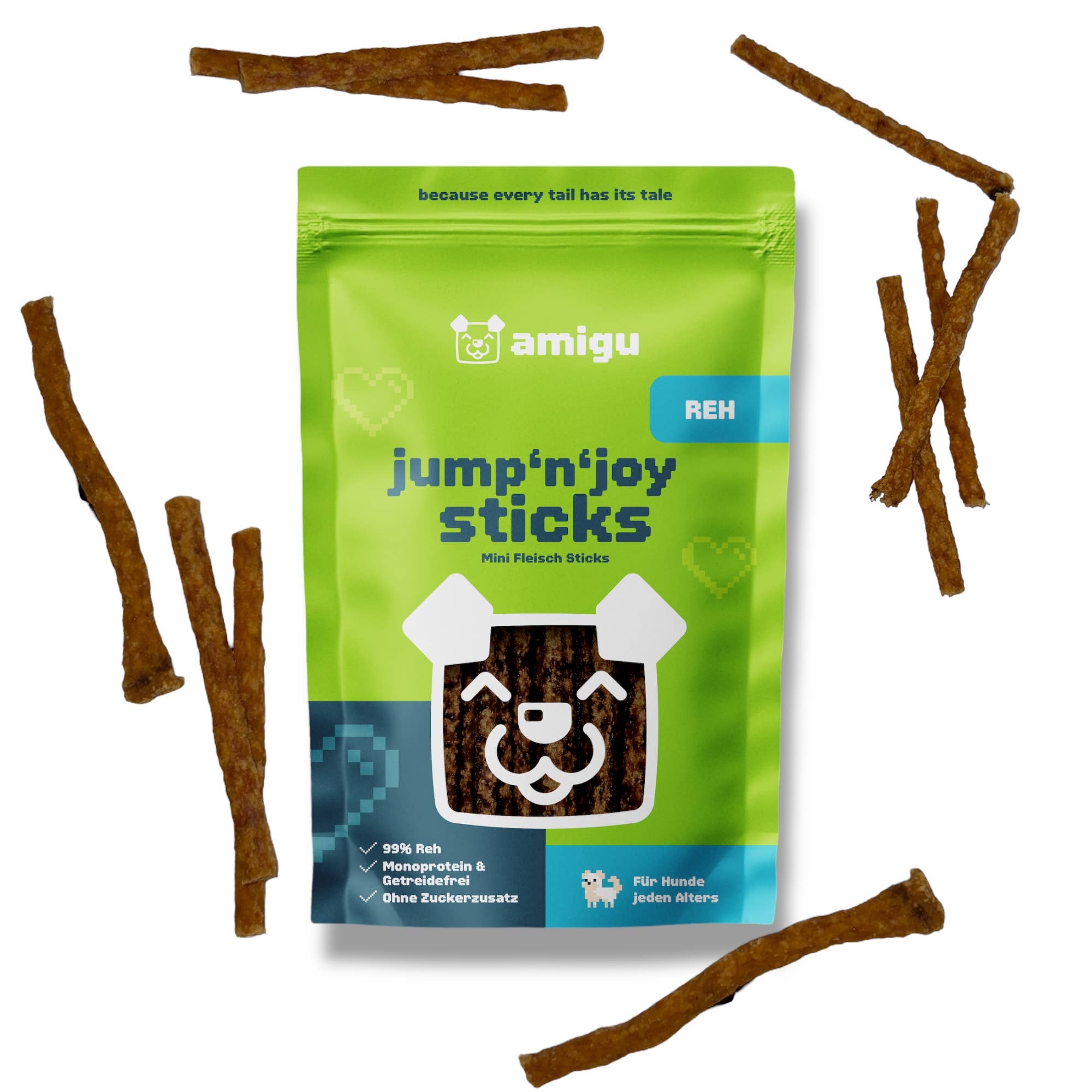 Amigu - Kødpinde m. Hjort - 100g.