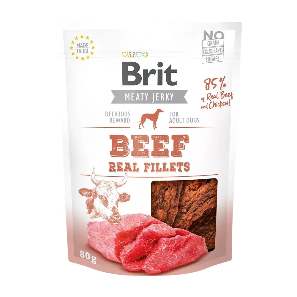 Brit - Meaty Jerky - Fileter m. Okse - 80g