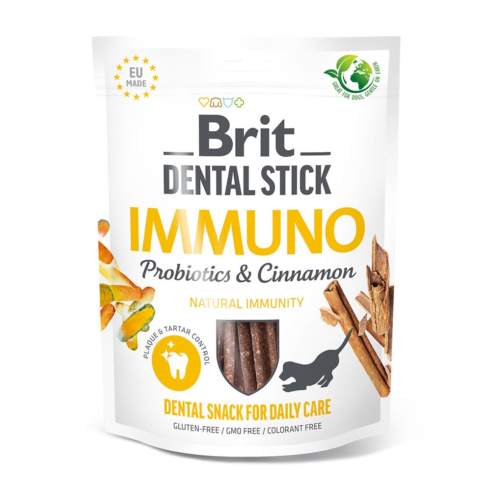 Brit - Dental Sticks - Immuno m. Probiotika & Kanel - 250g.