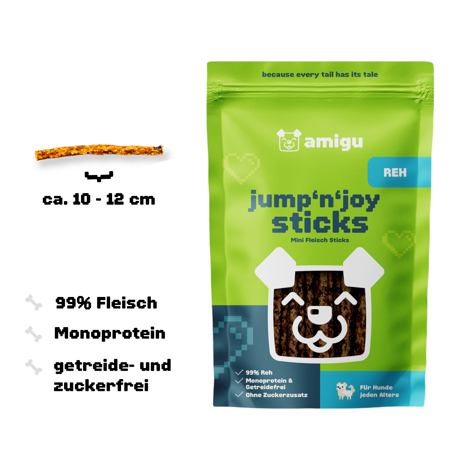 Amigu - Kødpinde m. Hjort - 100g.