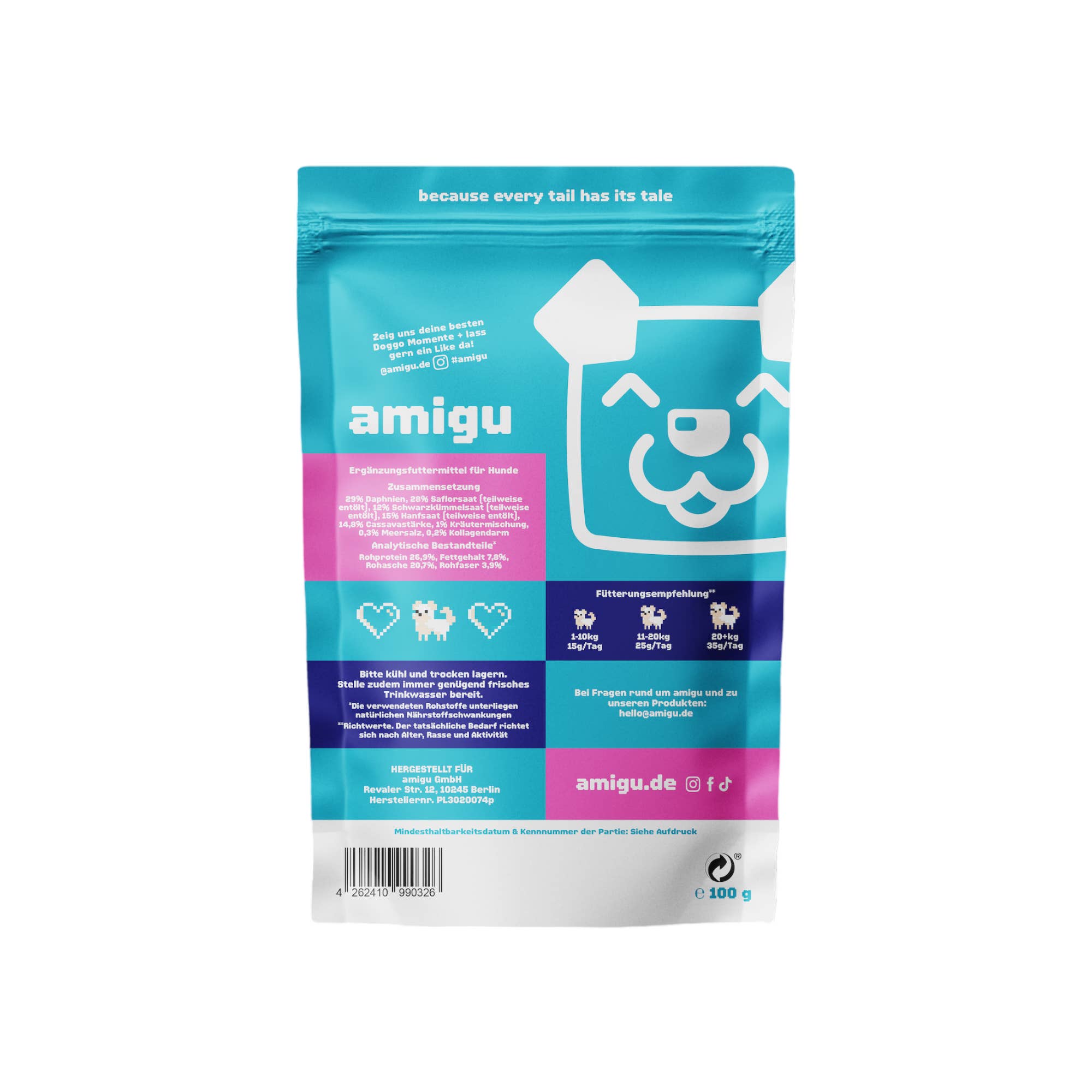 Amigu - Lækre pølser m. Daphnia - 100g.