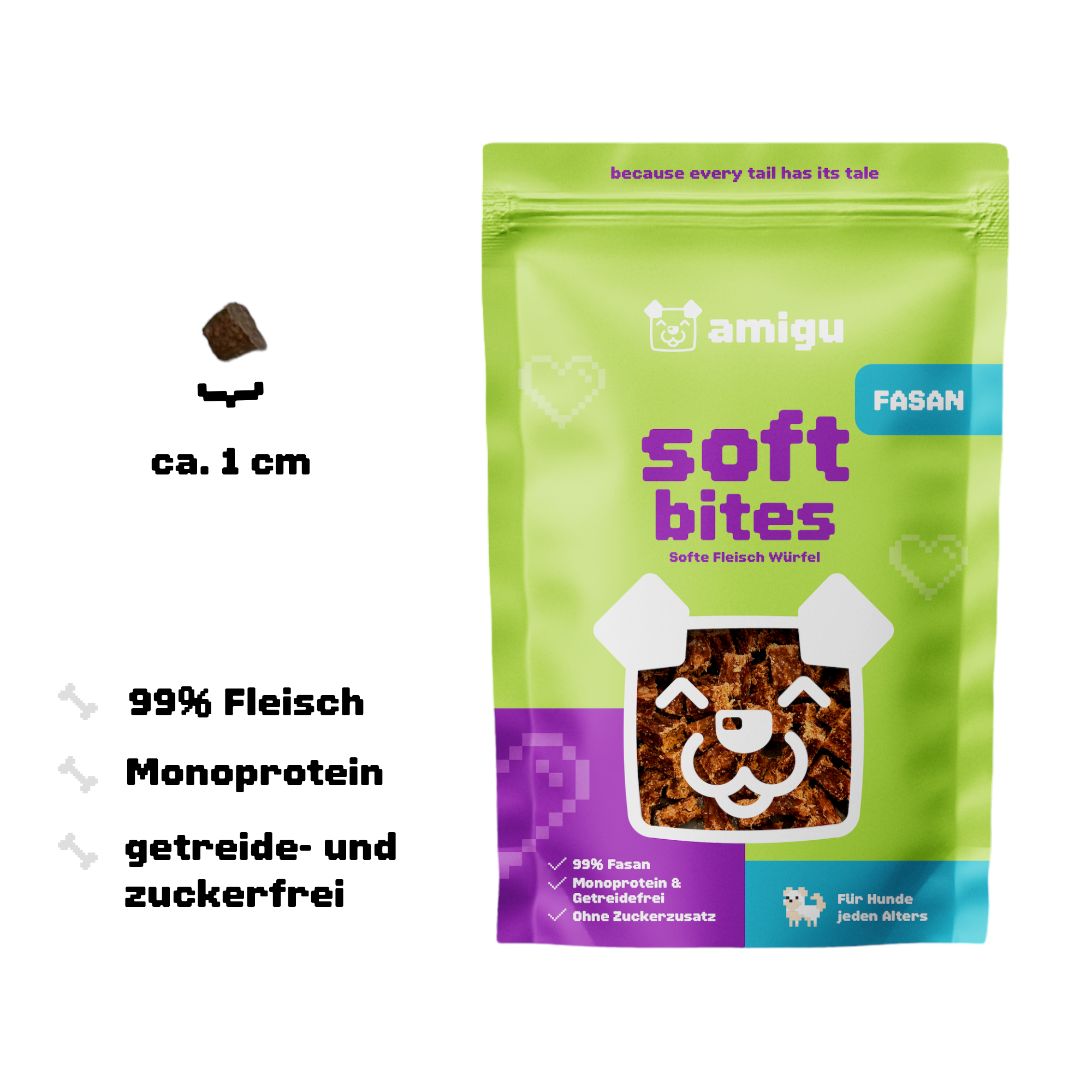 Amigu - Saftige kødterninger - Fasan - 100g.