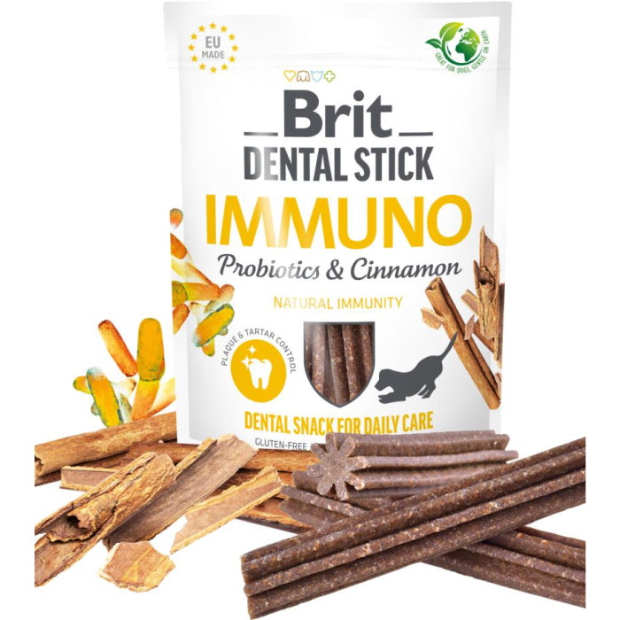 Brit - Dental Sticks - Immuno m. Probiotika & Kanel - 250g.