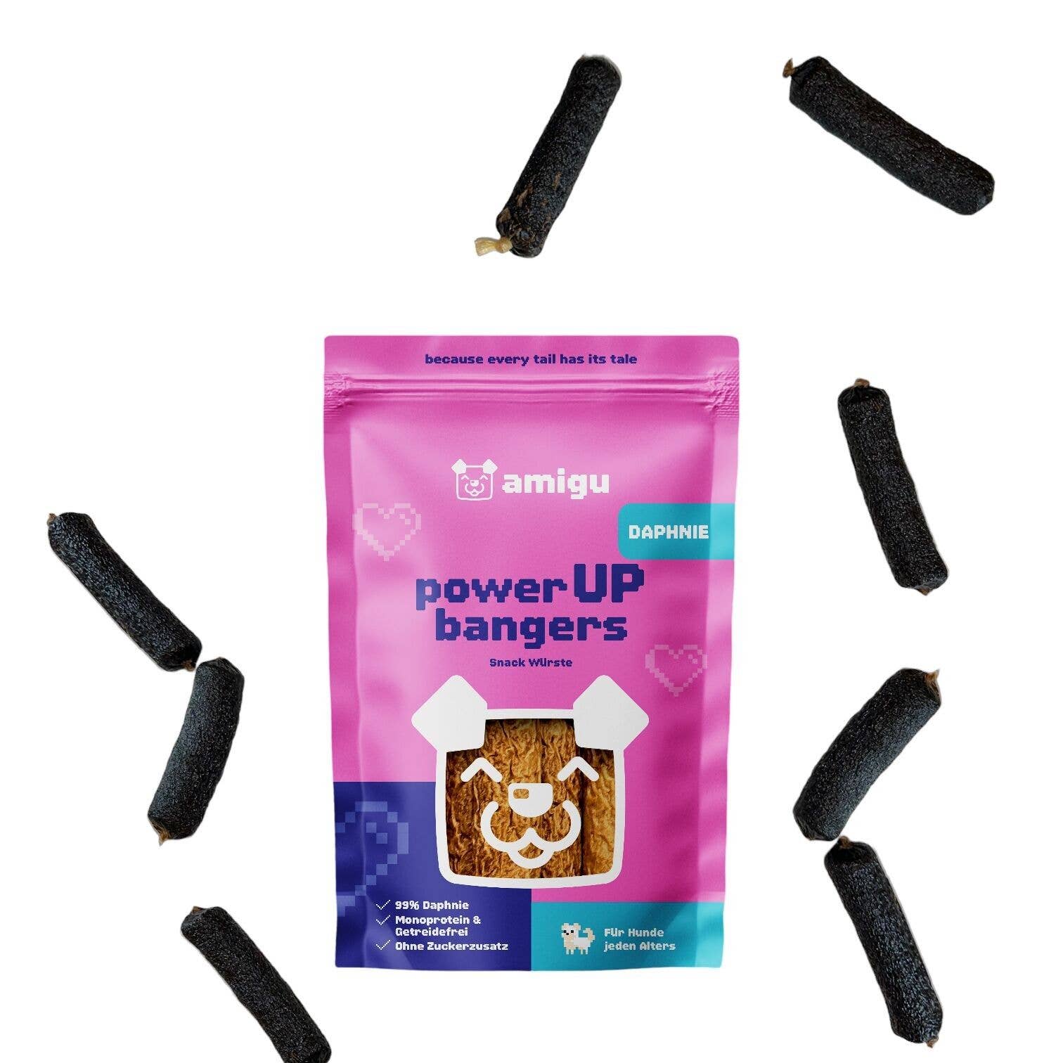 Amigu - Lækre pølser m. Daphnia - 100g.