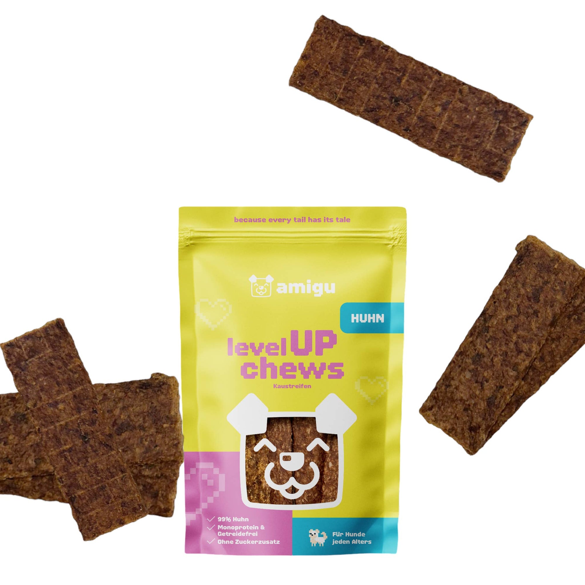 Amigu - Kødstrimler m. Kylling - 100g.