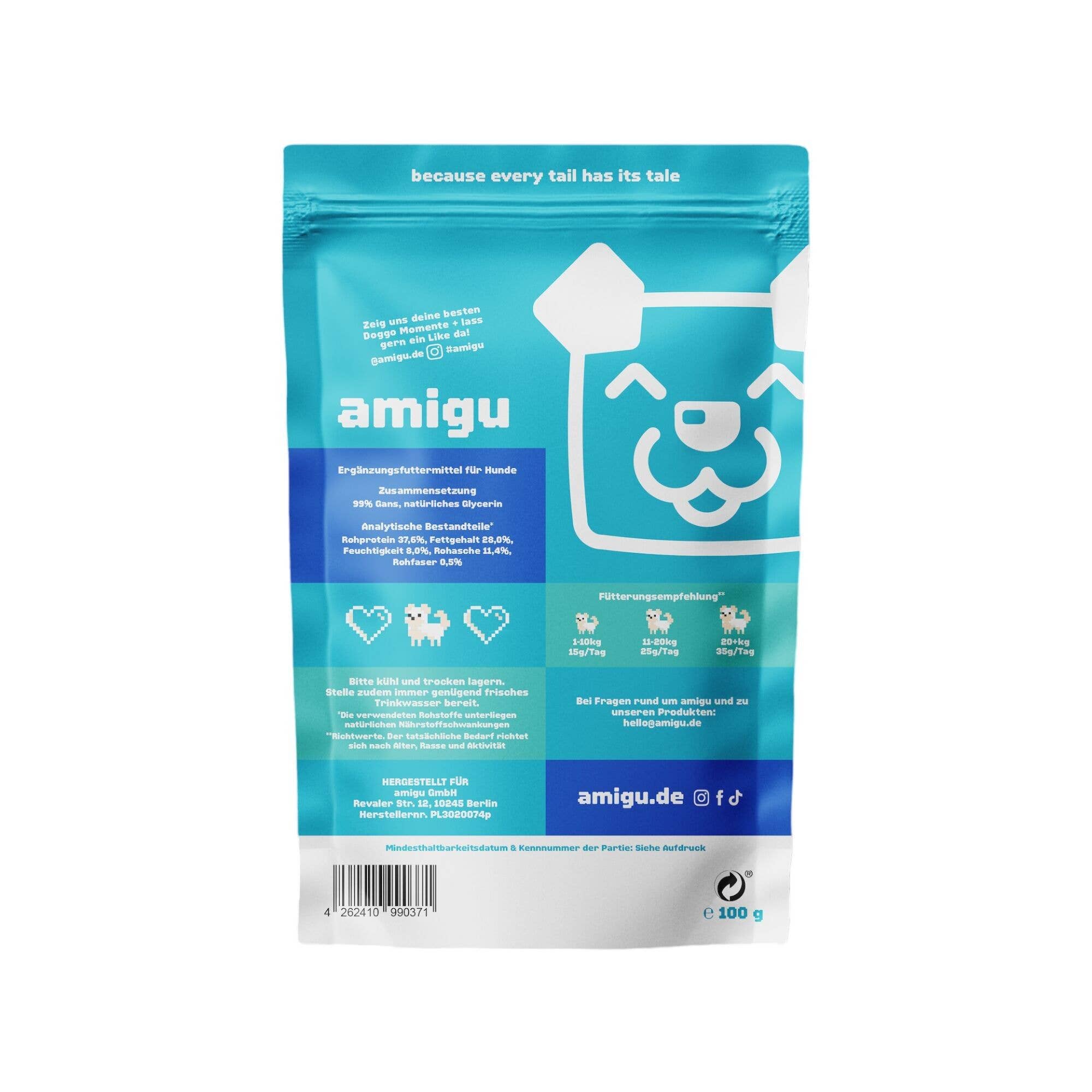 Amigu - Kødpinde m. Gås - 100g.