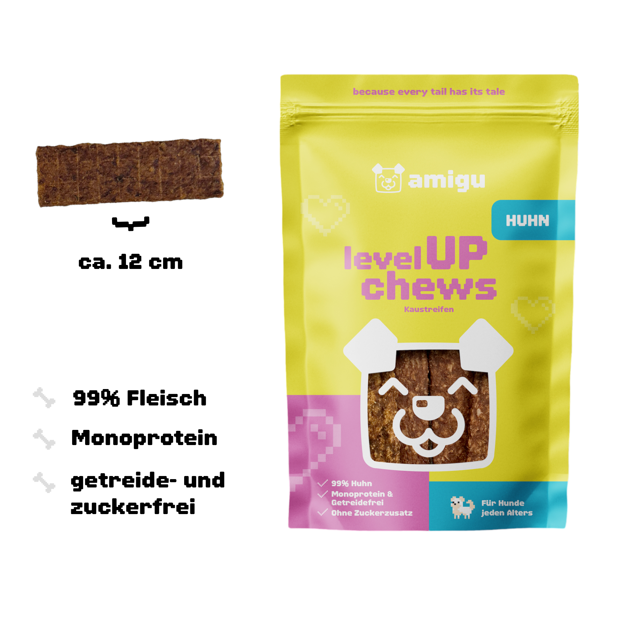 Amigu - Kødstrimler m. Kylling - 100g.