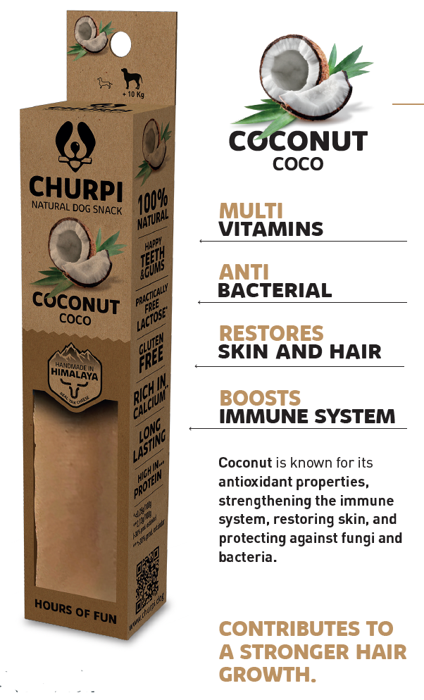 Churpi - Yak Tyggeben m. Kokos - Str. Medium