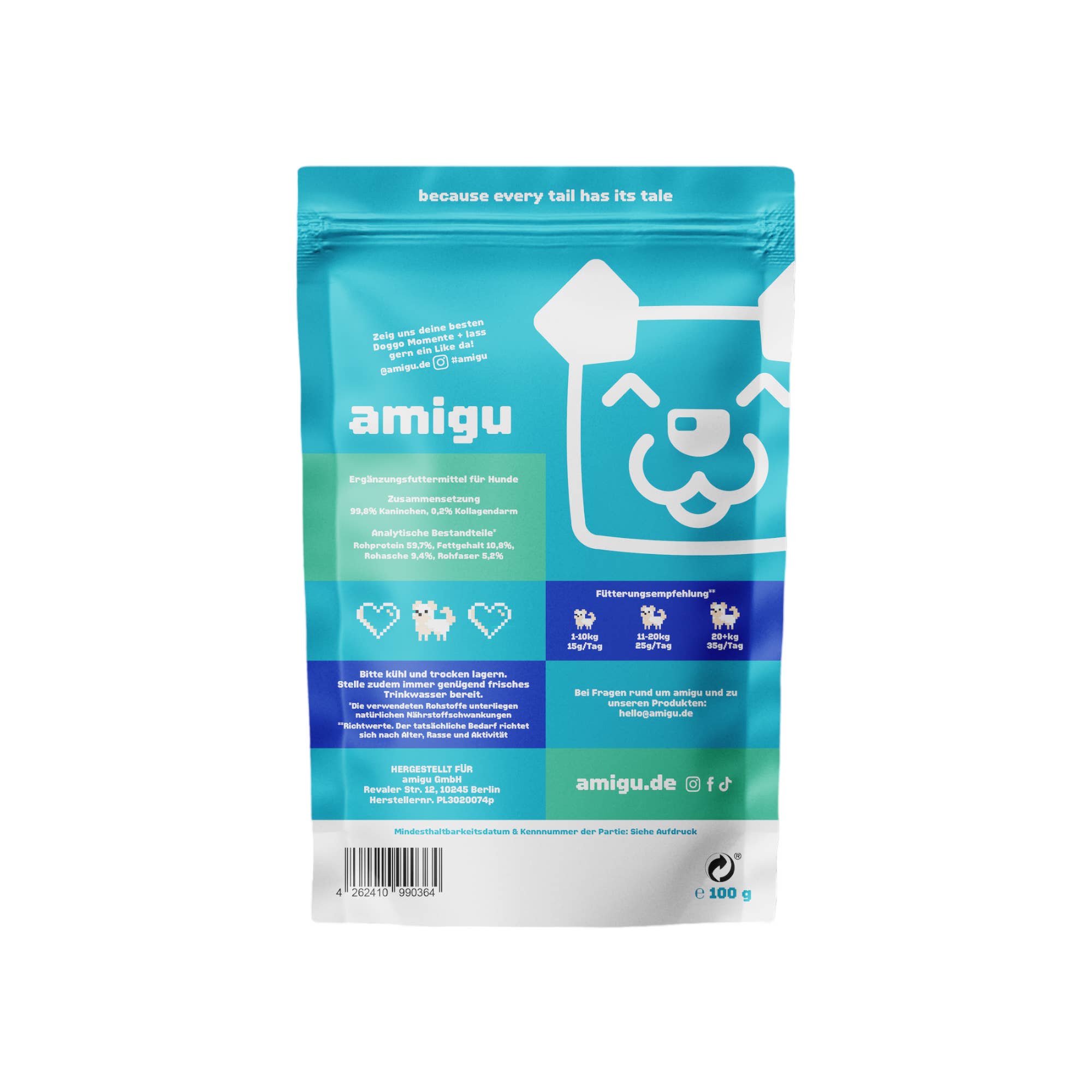 Amigu - Lækre pølser m. Kanin - 100g.