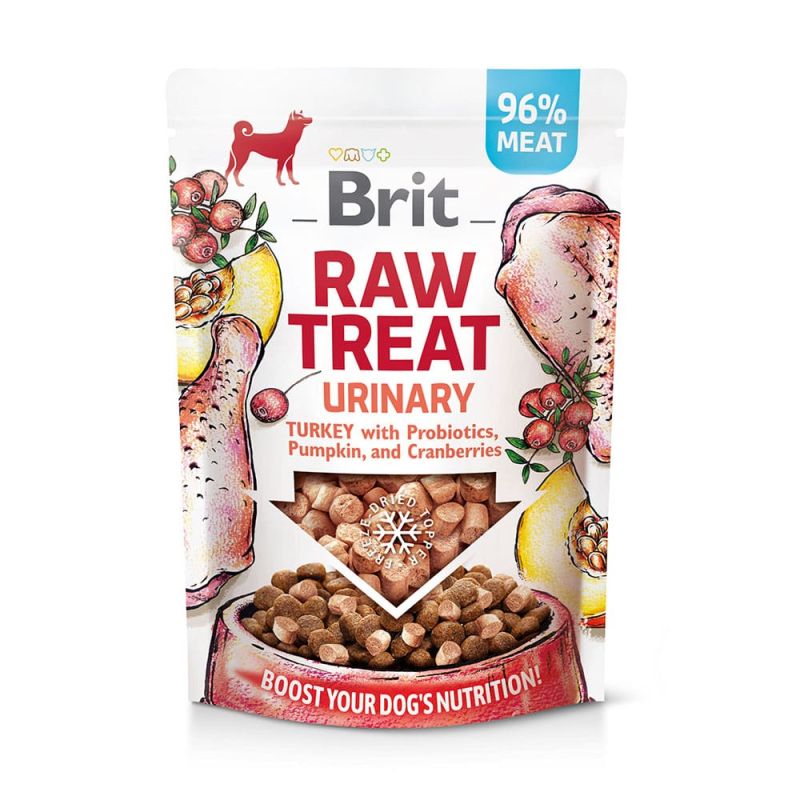 Brit - Raw Treat - Urinary m. Kalkun, Probiotika, Græskar & Tranebær - 40g