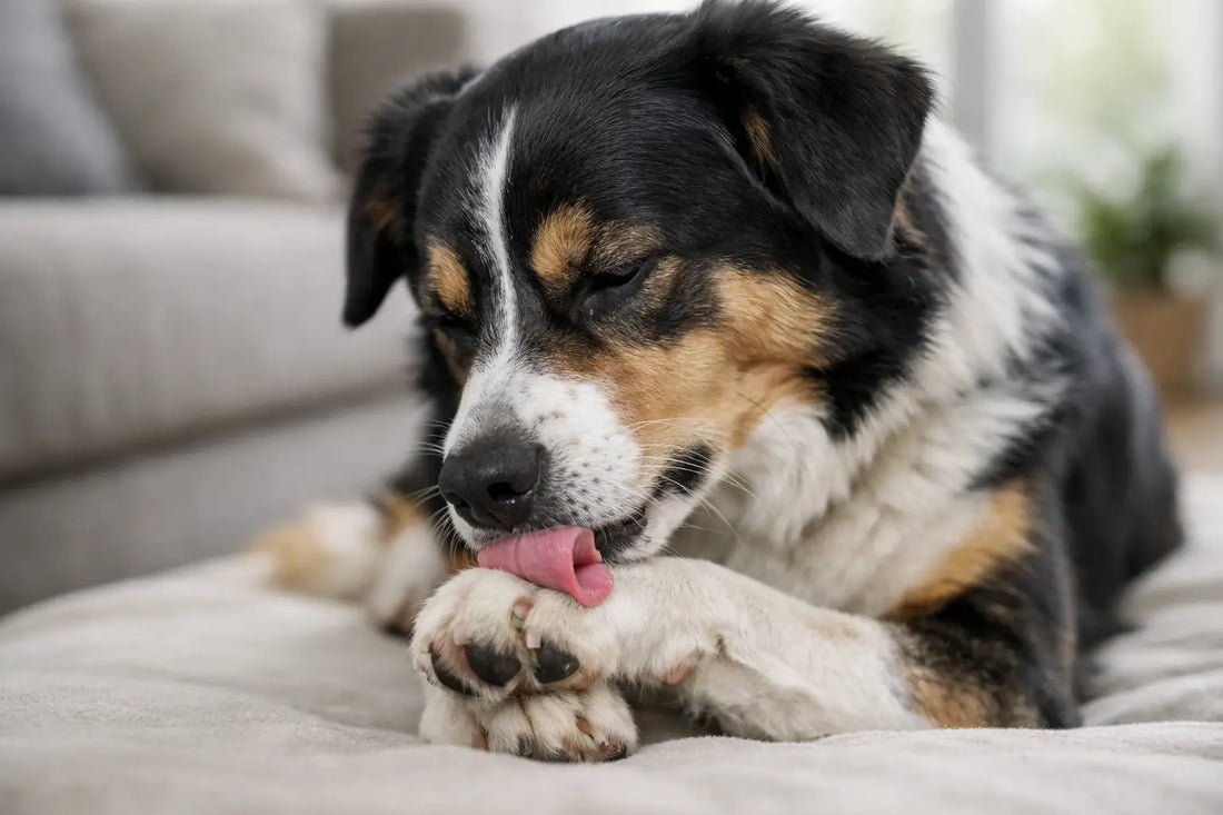 Hvorfor slikker hunden poterne så meget?