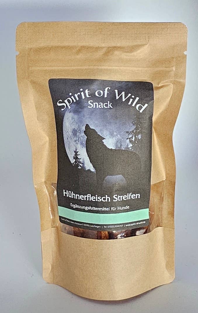 Spirit of Wild - Tyggesnack m.  kyllingestrimler - Kornfri - 100g