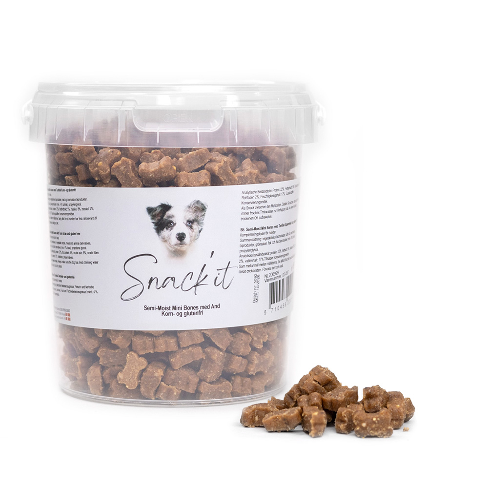 Snack’it - Semi-Moist - Bløde godbidder Mini Bones m. And - 500g