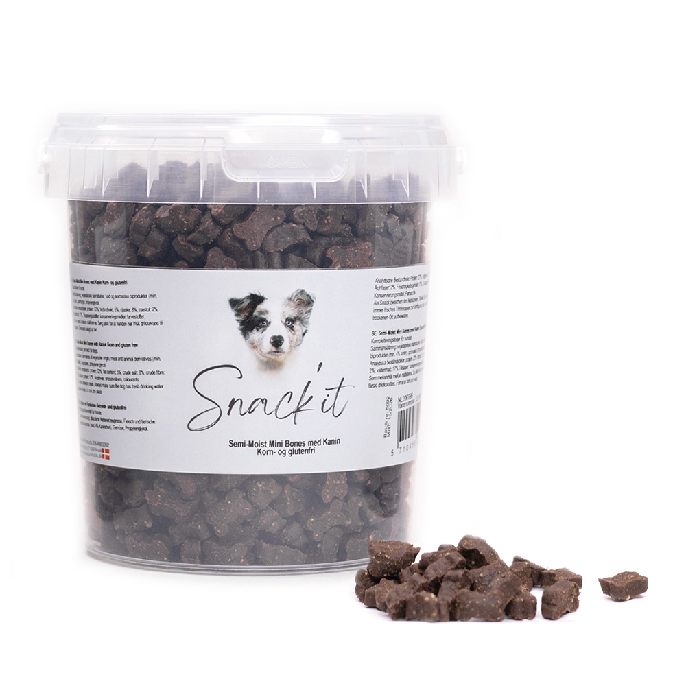 Snack’it - Semi-Moist - Bløde godbidder Mini Bones m. Kanin - 500g