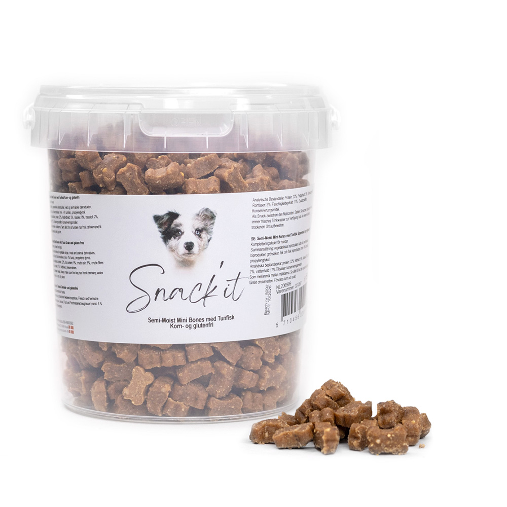 Snack’it - Semi-Moist - Bløde godbidder Mini Bones m. Tun - 500g
