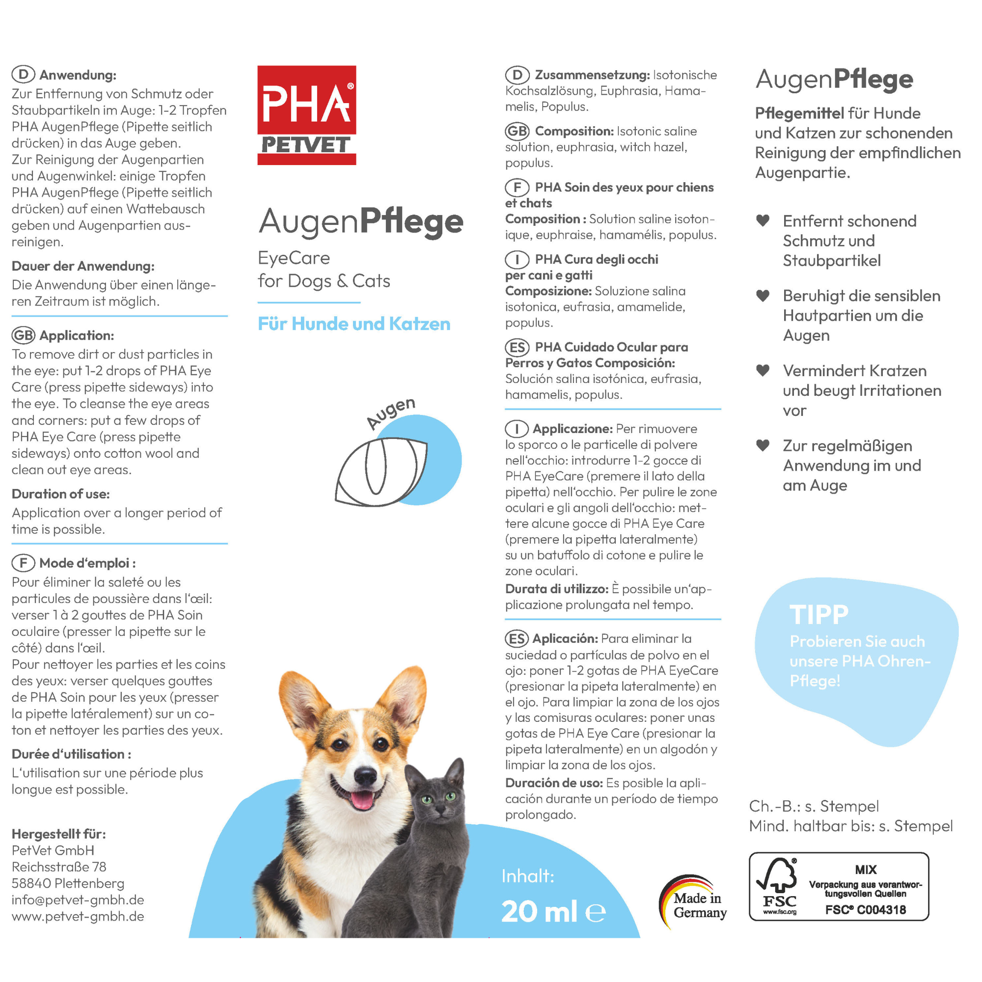 PHA - Øjenpleje til hunde - 20ml