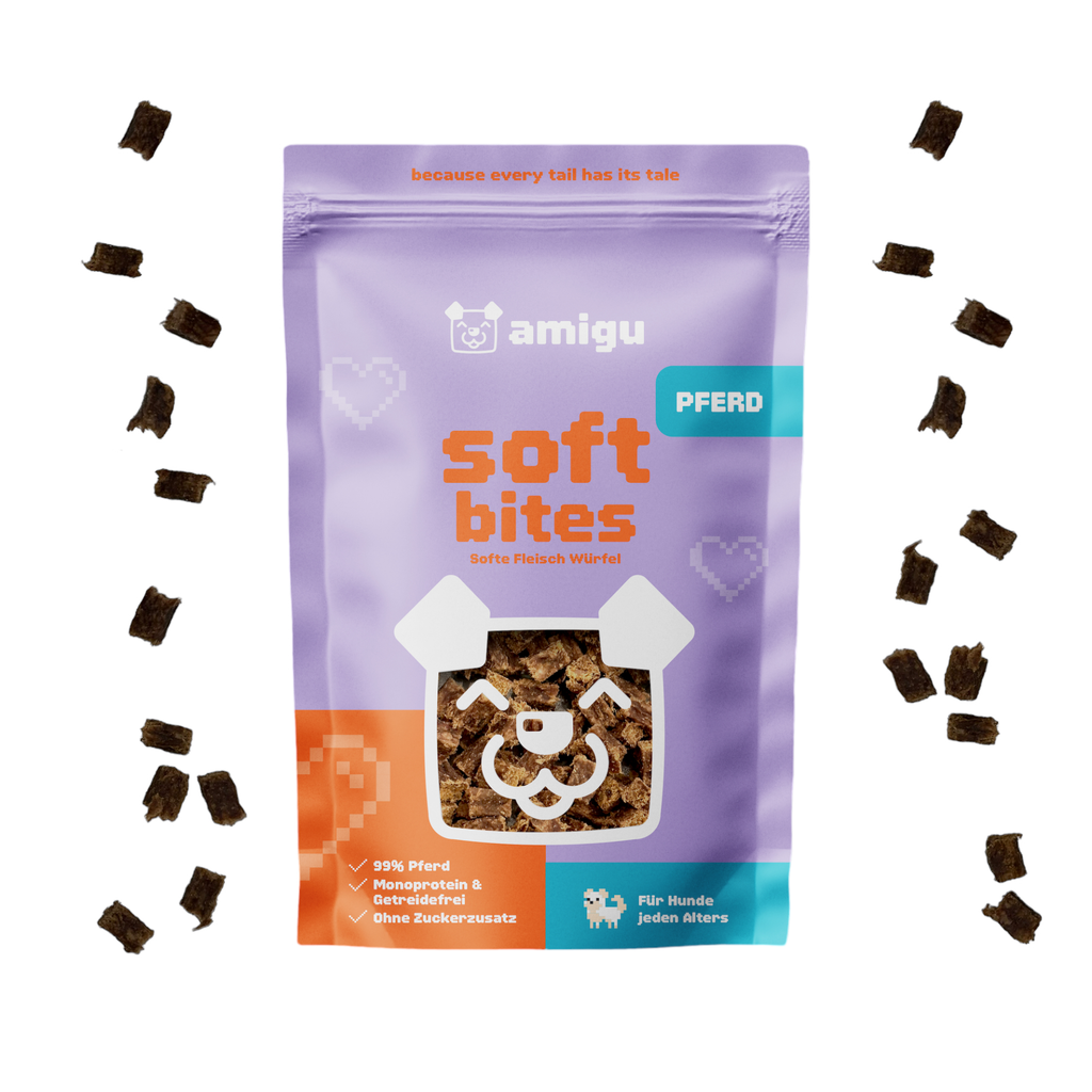 Amigu - Saftige kødterninger - Hest - 100g.