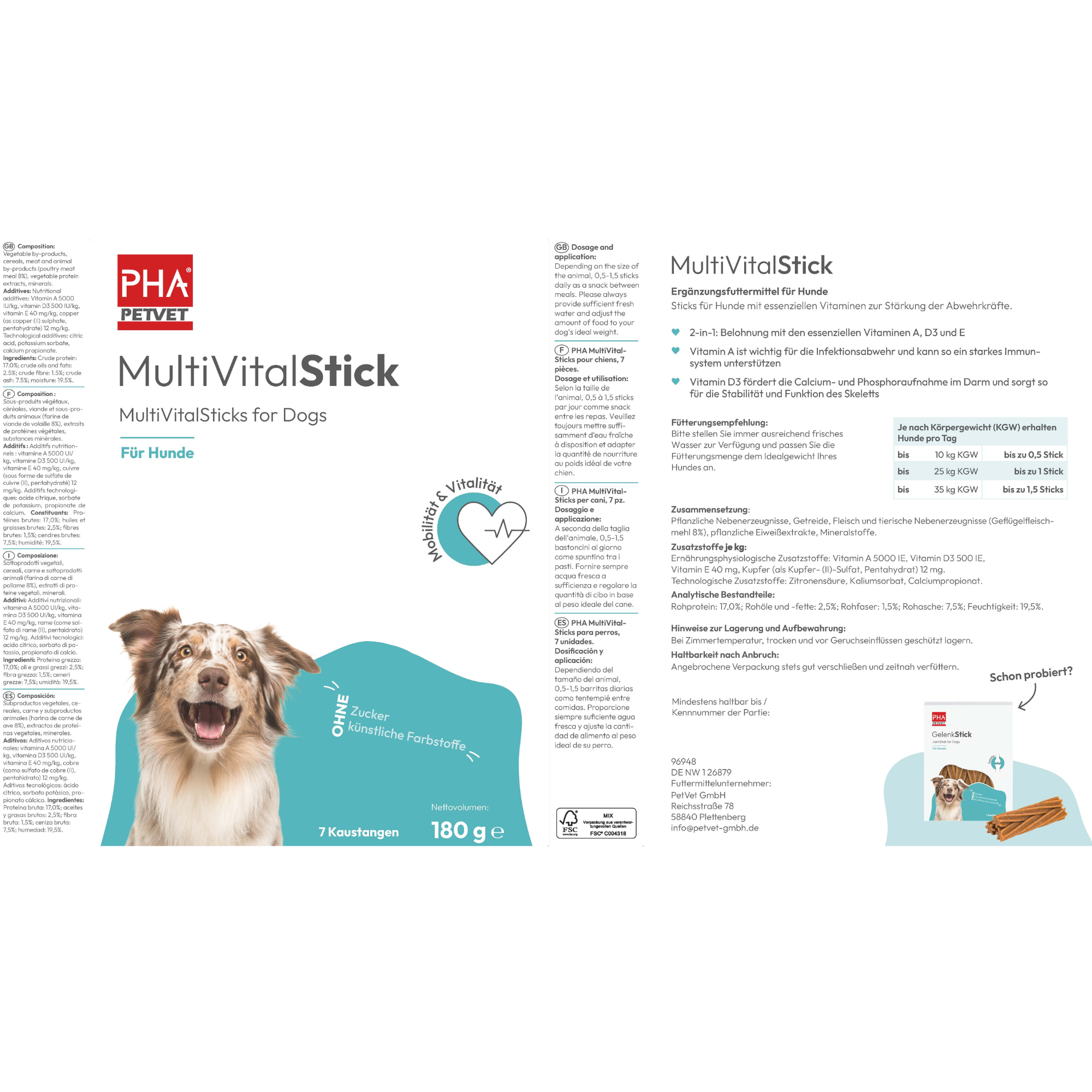 PHA - Multivitamin Sticks til hunde - 180g