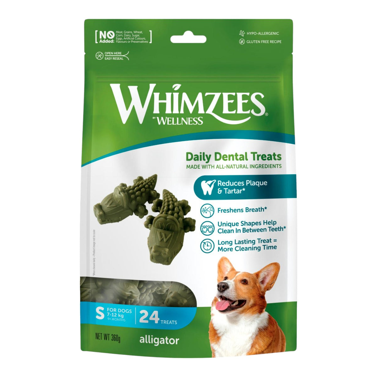 Whimzees - Dental Aligatorer - Small  - 24 stk.