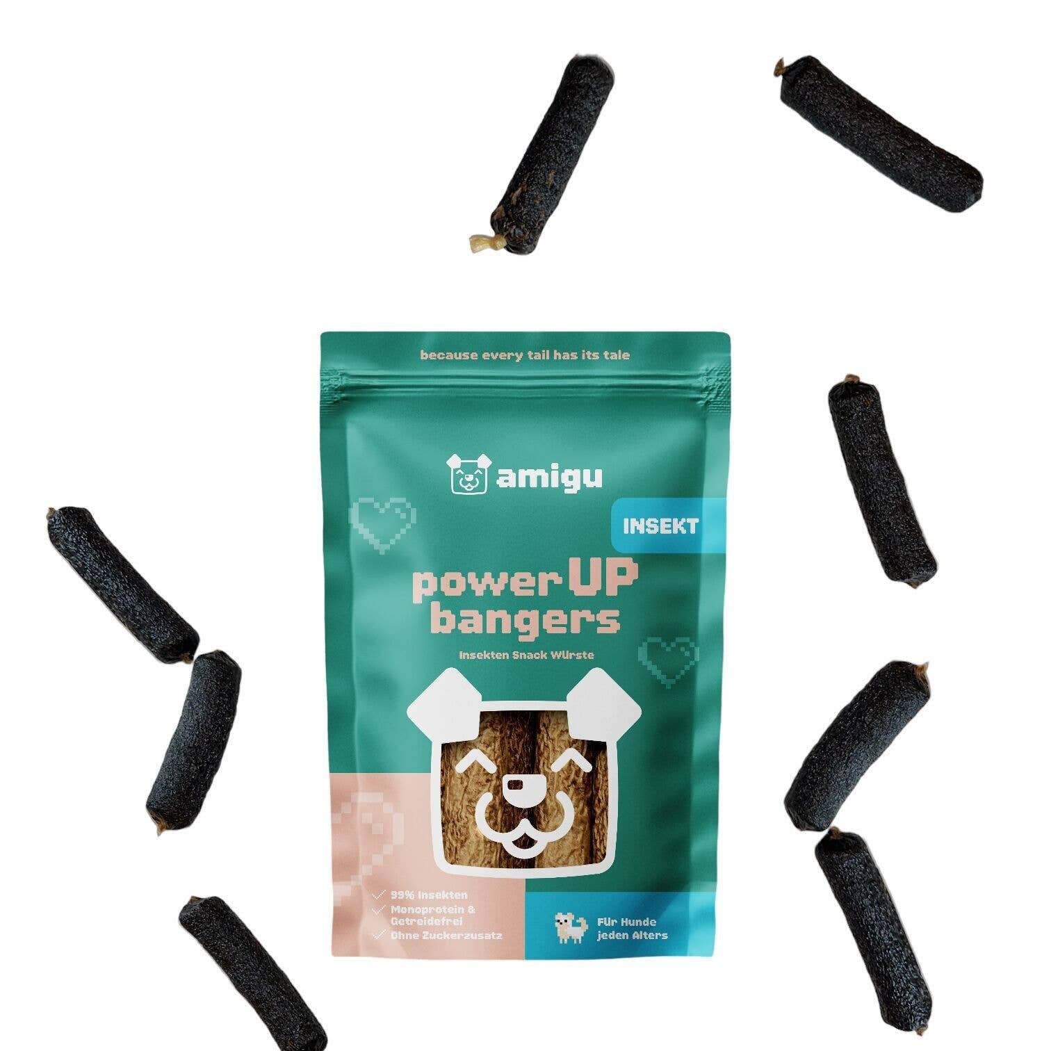 Amigu - Lækre pølser m. Insekter - 100g.