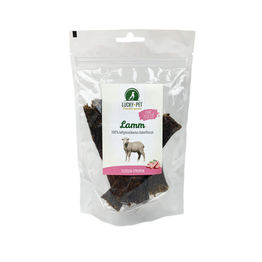 Lucky-Pet - Naturlig - Kødstrimler m. Lam - 100g