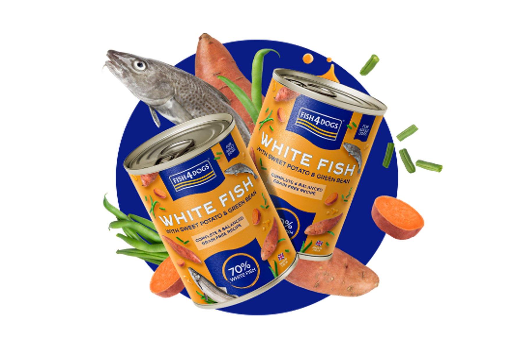 Fish4Dogs® Finest - Hvidfisk m. Sød kartoffel & grønne bønner
