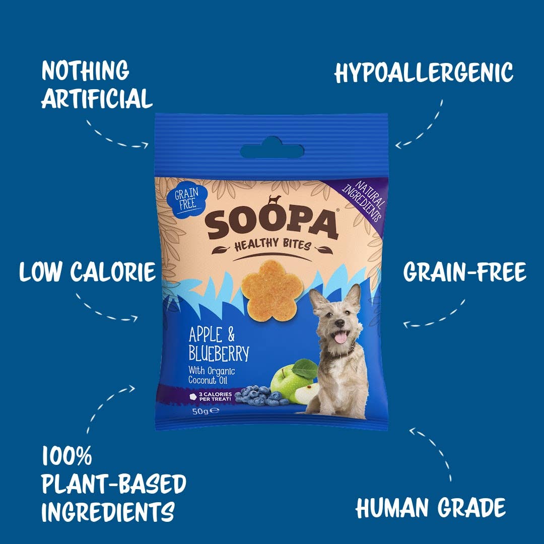 Soopa - Godbidder m. Æble- og blåbær - 50g