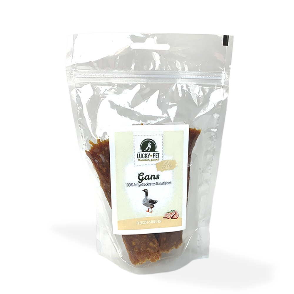 Lucky-Pet - Naturlig - Kødsstrimler m. Gås - 100 g