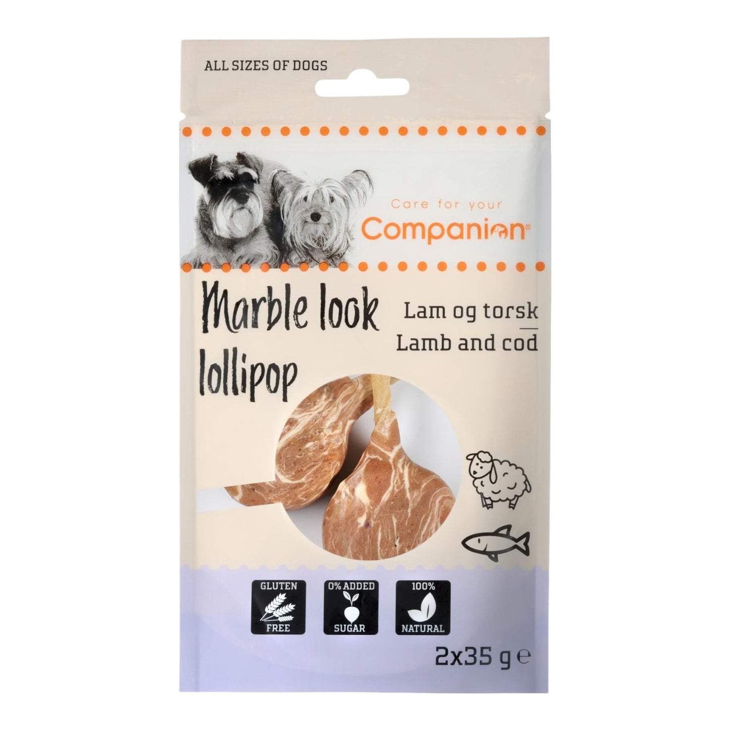 Companion - Marble look Slikkepind - Lam & Torsk 2x 35g