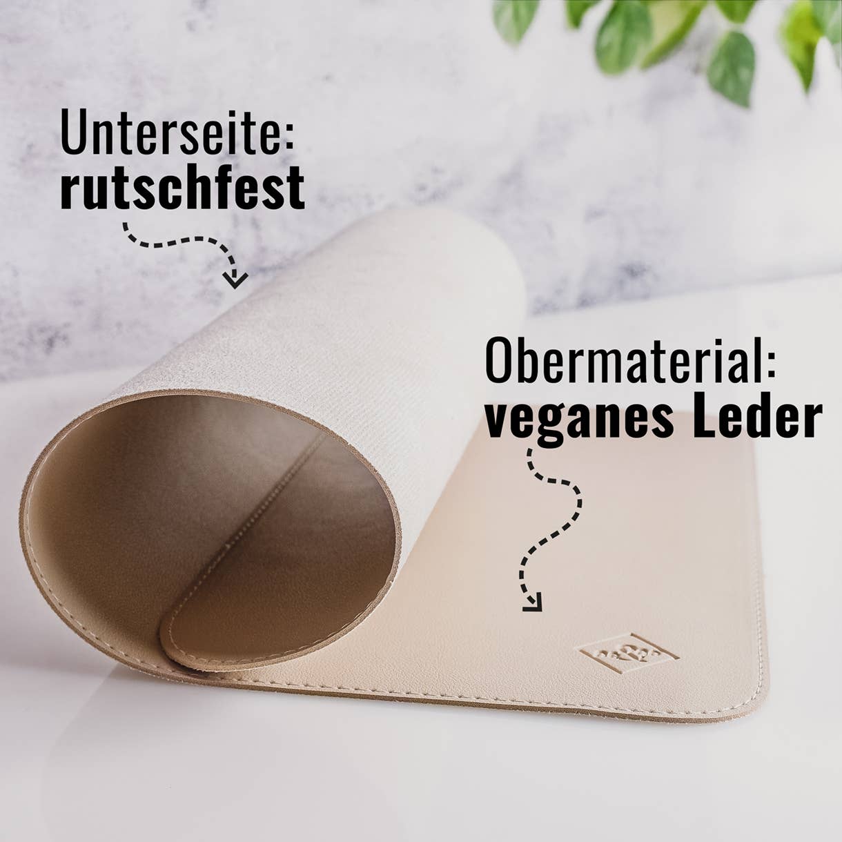 Ne&no® - Skåleunderlag af vegansk læder - Grå - 60x40cm