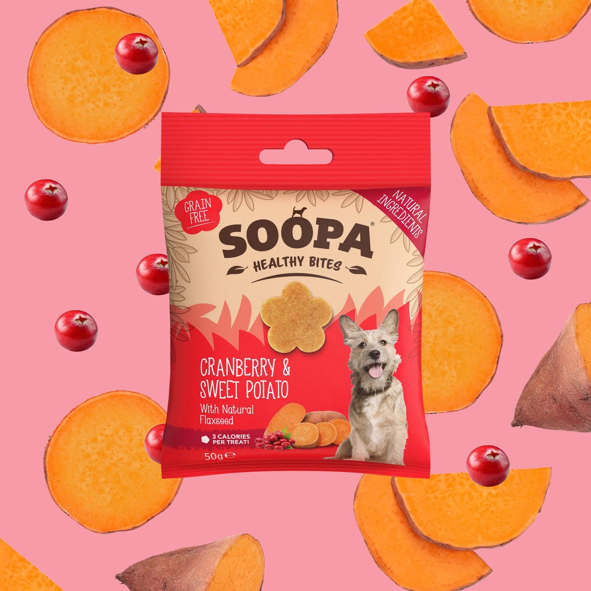 Soopa - Godbidder m. Tranebær & Søde kartofler - 50g
