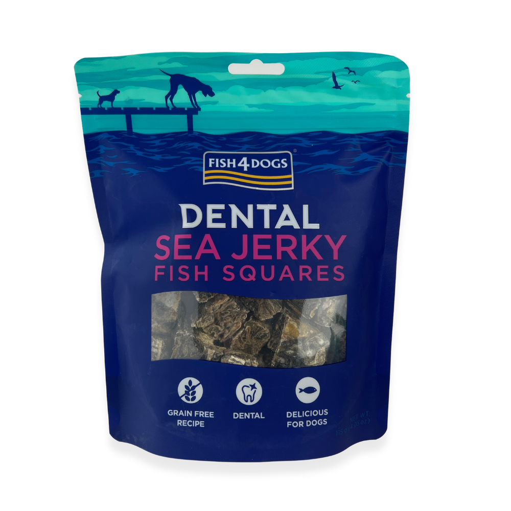Fish4Dogs - Dental Sea Jerky - Hvidfiske firkanter - 115g