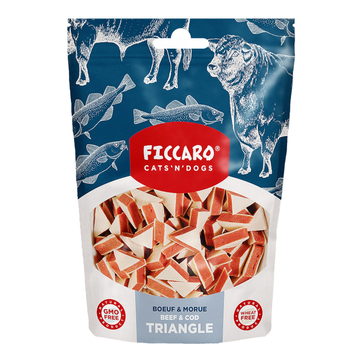 Ficcaro - Trekanter m. Okse & Torsk - 100g