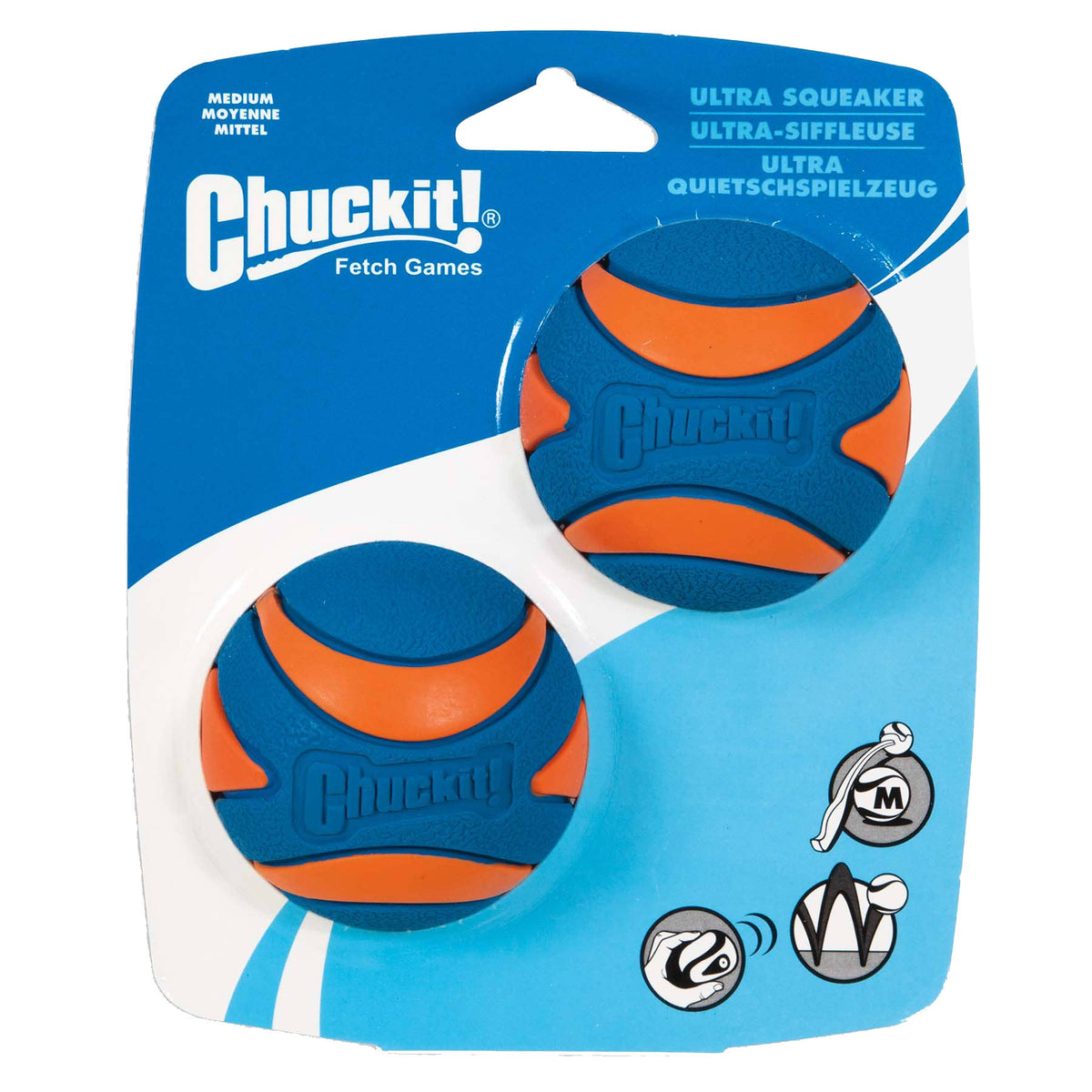 Chuck'it - Ultra Squeaker Ball - M 6cm - 2 stk.