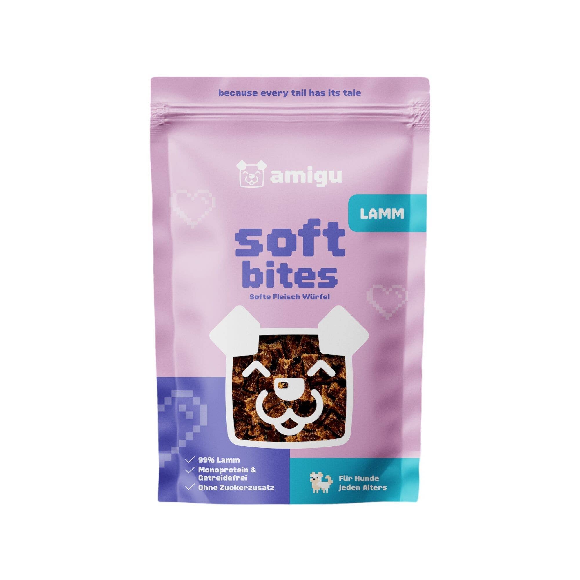 Amigu - Store kødterninger - Lam - 100g.