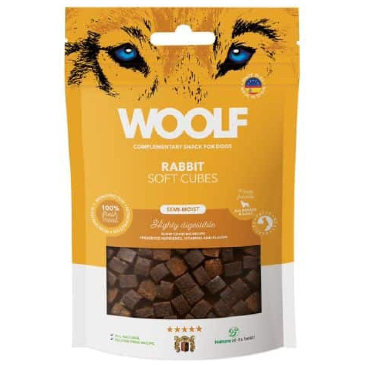 Woolf Naturlige godbidder Soft Cubes Kanin 100g