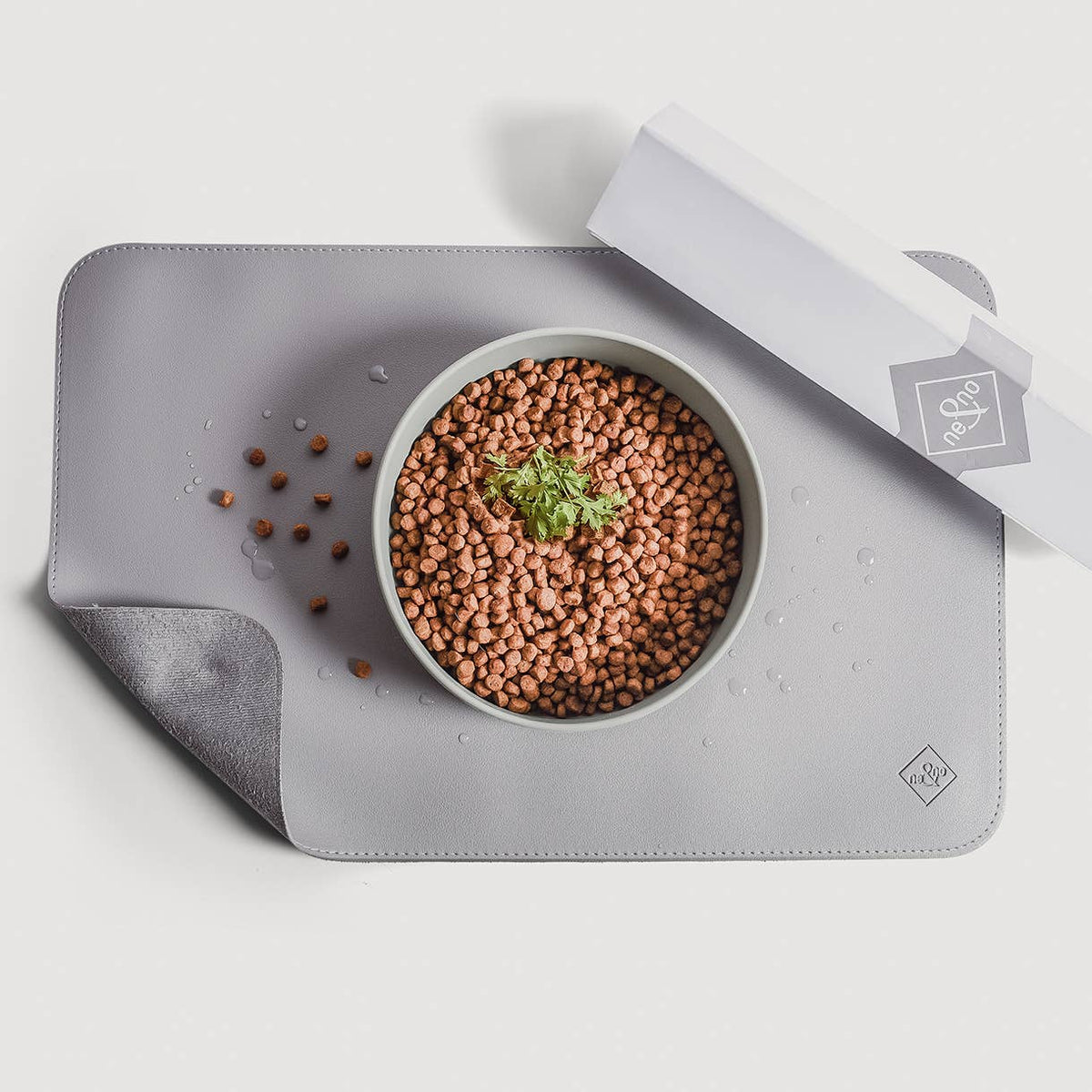 Ne&no® - Skåleunderlag af vegansk læder - Grå - 60x40cm