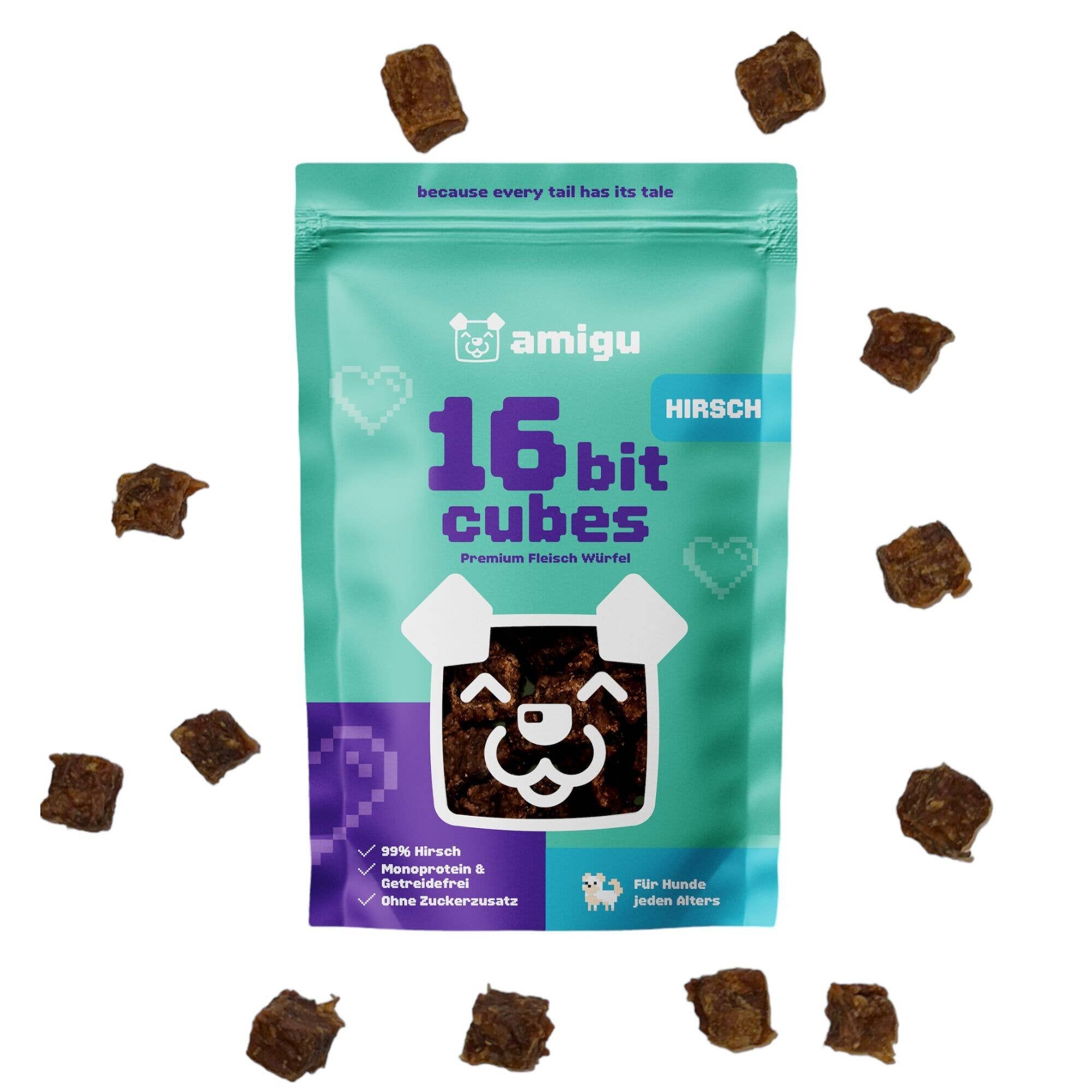 Amigu - Store kødterninger - Hjort - 100g.