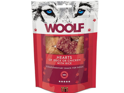 Woolf - Hjerter m. And eller kylling & Ris - 100g