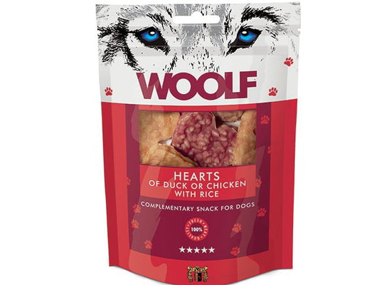 Woolf - Hjerter m. And eller kylling & Ris - 100g